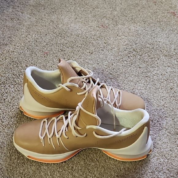 Tan High-Top Sneakers with White and Orange Accents - Picture 5 of 8